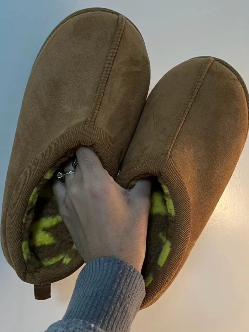 Cozy Brown Slip-On Fuzzy Lined Slippers